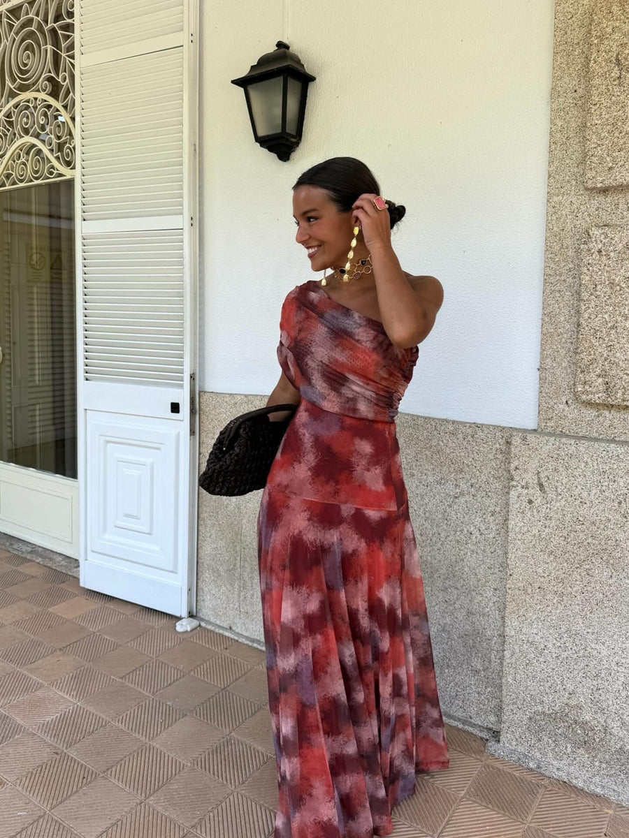Vestido Largo Asimetrico Estampado – foto 2
