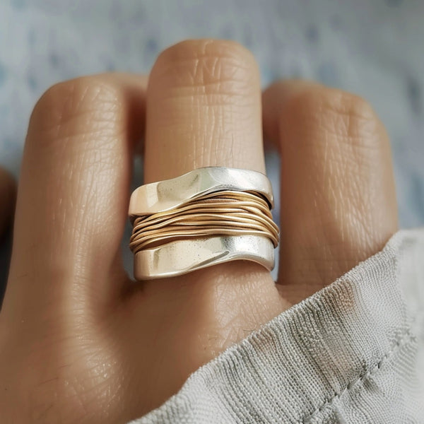 Anillo Ondas Bicolor