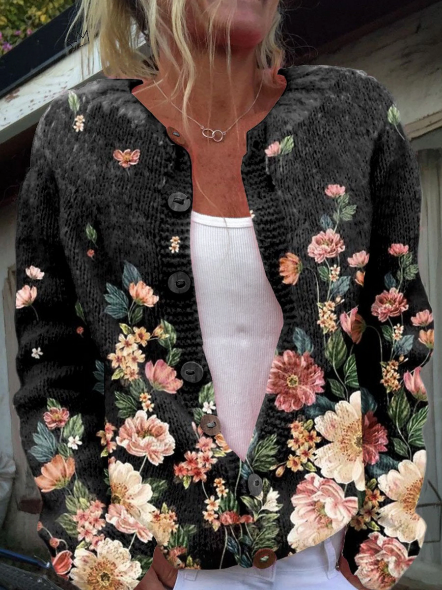 Cárdigan Floral de Punto