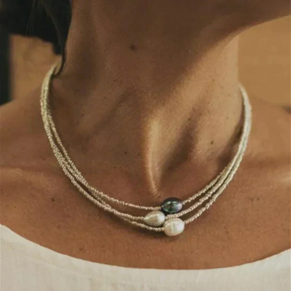 Collar Triple Luz Plateado