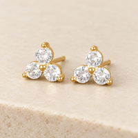 Pendientes Tr&egrave;fle en blanco y dorado