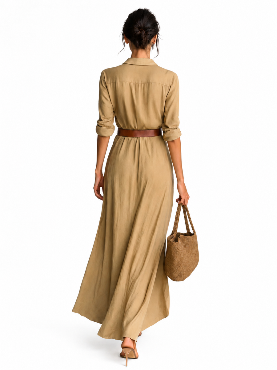 Vestido Largo Camisero Con Cinturón &ndash; foto 2